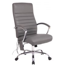 Chaise De Bureau Valais En Simili Cuir Avec Fonction Massage Gris - Ovegna