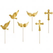 6 Pics Cupcakes Toppers - Première Communion - PartyDeco