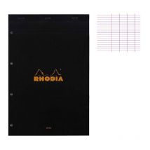 Bloc Notes - A4 - 21x29,7 Cm - Grands Carreaux - 80 Feuilles - Noir - Rhodia