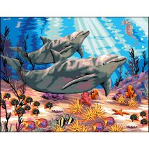 Canevas Antique Les Dauphins Mimo Verdé 50x65cm - LUC