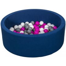 Piscine À Balles Aire De Jeu + 150 Balles Bleu Marine Blanc,rose,gris - Velinda