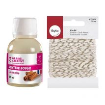 Parfum Pour Bougies 27 Ml Cannelle + Ficelle Dorée & Blanche 15 M - Youdoit