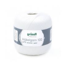 Hakelgarn 100 Fil Coton À Crocheter - Grundl - Certifié Oeko-tex 101 Blanc - Gründl