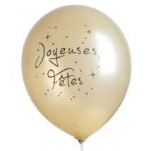 10 Ballons 1 Face Joyeuses Fetes Or Metal - Graine Creative