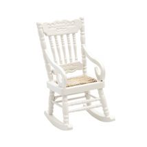 Fauteuil À Bascule Miniature (rocking Chair) - Blanc - 5 X 6,7 X 10,2 Cm - Rico Design Bois