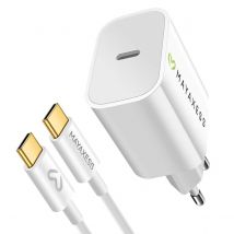 Mayaxess Chargeur Secteur 20w Avec Câble Usb-c 1m Pour Iphone 17 Pro Blanc
