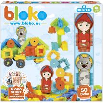 Bloko – Coffret 50 Bioko Avec 2 Figurines Sur Le Thème Du Petit Chaperon Rouge Et Du Loup – Dès 12 Mois – Fabriqué En Europe – Jouet De Construction 