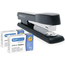 Agrafeuse + Agrafes 26/6mm - 2 Boites De 1000 Agrafes - Noir - Rapesco - Esselte