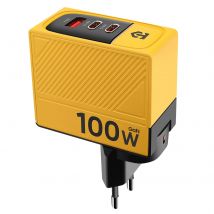 Tactical Chargeur Mural Gan Jaune Usb-c 100w + Usb 60w Noir / Jaune