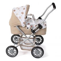 Poussette Pour Poupée Smarty Beige Avec Oursons - Bayer Chic 2000