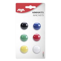 Lot De 6 Aimants Ronds Diamètre De 22 Mm - Assortiment - Sign - Ki Sign
