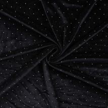 Tissu Jersey Velours Lunaria Strass Argentés Sur Fond Noir - Craftine