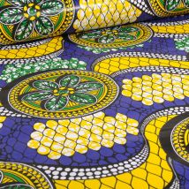 Tissu Wax Africain N° 701 Sur Fond Violet - Au Mètre - Craftine