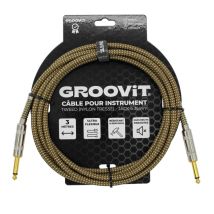 Cable Jack 6.35 D/d - 3m - Nylon Tressé Marron - Groovit