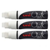 3 Marqueurs Craie Uni Chalk Marker Uni Ball Pointe Extra Large Blanc - Uni-Ball