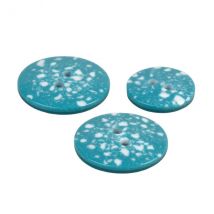 Lot De 3 Boutons Rond Plastique Recyclé 2 Trous Bleu Canaries - My mercerie