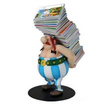 Asterix - Statuette Collectoys Obelix Pile D'Albums 21 Cm - Plastoy