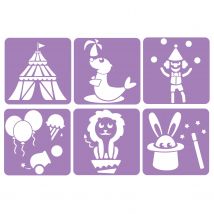 Pochoir Pour Enfant Le Cirque 14x14 Cm 6 Pièces - Sodertex