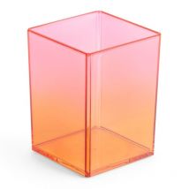 Pot À Crayons - Orange - Plastique Semi-transparent - 7,5x7,5x10cm - Pour Le Bureau - Miquelrius - Agipa