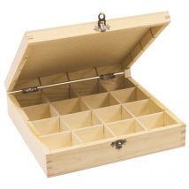 Boite Rangement En Bois 16 Compartiments 25 X 25 H 7 Cm - Megacrea DIY
