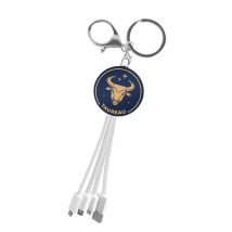 Yello Koko Câble Usb 3-en-1 Micro-usb / Usb-c / Lightning Design Porte-clés Taureau Blanc - Yello Koko