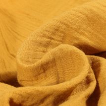 Tissu Double Gaze Grande Largeur Uni Jaune Moutarde - Au Mètre - Craftine