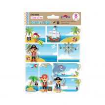 8 Étiquettes Autocollantes Cadeaux - Pirates - Cordelettes - Global Gift