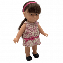 Poupée Mini Corolline Brune Robe Fleurie 20cm