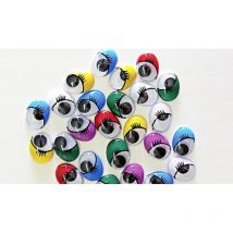 Yeux Mobiles Adhésifs Ovales Avec Cils Ø10 Mm X104 - Oz International