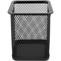 Pot À Crayons - Carré - Métal - Noir - Pour Le Bureau Et La Maison - 8x10cm - Atoutbois