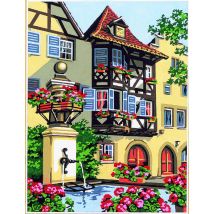 Canevas Antique Fontaine Fleurie 40x50cm - SEG