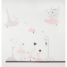 Stickers Muraux Petite Souris 70x50cm En Papier Rose - Sauthon