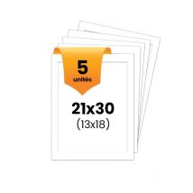 5 Passe-partout - Blanc - 21x30cm - Photo 13x18cm - Pour Cadre - Encadrement - Aedes