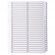 Intercalaires Imprimés À Touches Plastifiées - 50 Touches 1 À 50 - A4 - Blanc - X 4 - Exacompta