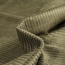 Tissu Velours Grosses Côtes Vert Kaki - Au Mètre - Craftine