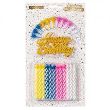 Set De Bougies D'Anniversaire Complet – 12 Bougies Colorées Avec Socles Et Support Happy Birthday – Décoration Gâteau Fête - Shop-story