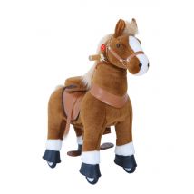 Poney À Monter Marron Avec Sabot Blanc Grand Modèle Pour 4 À 9 Ans - Ponycycle