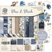 10 Papiers Scrapbooking 30 X 30 Cm Album Faire Part Carte Scrapmir Blue & Blush - No Name
