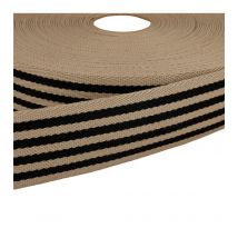 Sangle Stripe Bicolore 40mm Noir Au Mètre - MyMercerie
