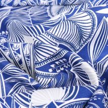 Tissu Viscose Hevea Sur Fond Bleu - Au Mètre - Craftine