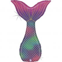 Ballon Géant Queue De Sirène Holographique Glitter - Grabo