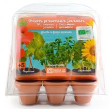 Mini Serre 6 Pots Pet - Premier Jardin - Radis et Capucine