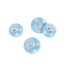 Lot De 6 Boutons 2 Trous Flocons Bleu Ciel - MyMercerie