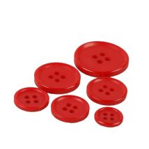 Lot De 6 Boutons Ronds 4 Trous Classique Rouge - My mercerie
