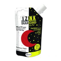 Peinture Tous Supports - Pailletée Et Phosphorescente - Rouge - 60ml - Izink - Diamond Glow - Aladine