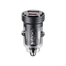 Avizar Chargeur Voiture 45w Port Usb-a Et Usb-c Quickcharge 3.0 Noir Transparent