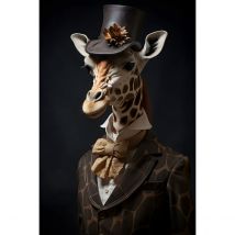 Tableau Sur Toile Girafe Élégante Avec Chapeau Haut-de-forme 45x65 Cm - Ceanothe