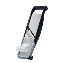 Mandoline Inox Compact-pro Basalte Avec Poussoir Ergonomique - 2 Peignes Effileurs (4 & 10 Mm) - Louis Tellier