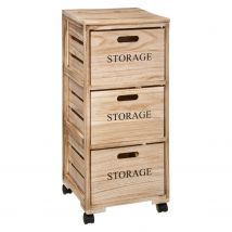 Tour De Rangement 3 Tiroirs À Roulettes En Bois Herstia - Beige - No Name