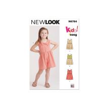 Patron New Look 6784 - Robes Et Barboteuse Pour Enfants Taille N°fr 3-8